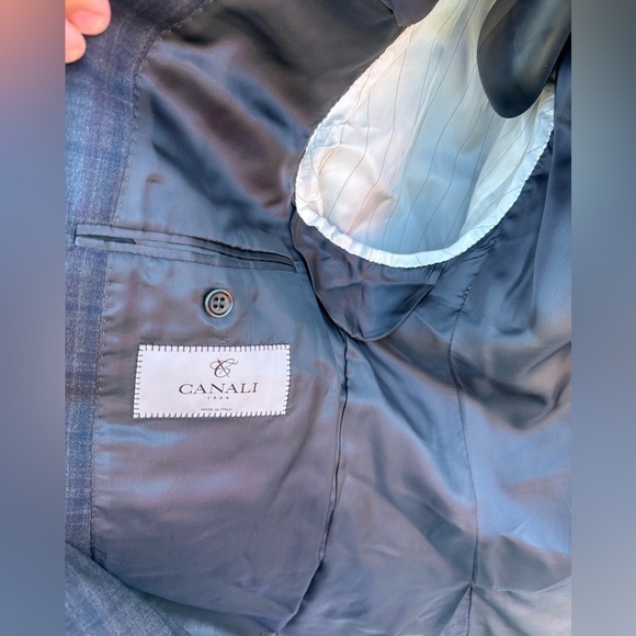 Canali 1934 men’s dark blue plaid 100% wool sports coat blazer EUC, size 38R - Picture 6 of 8